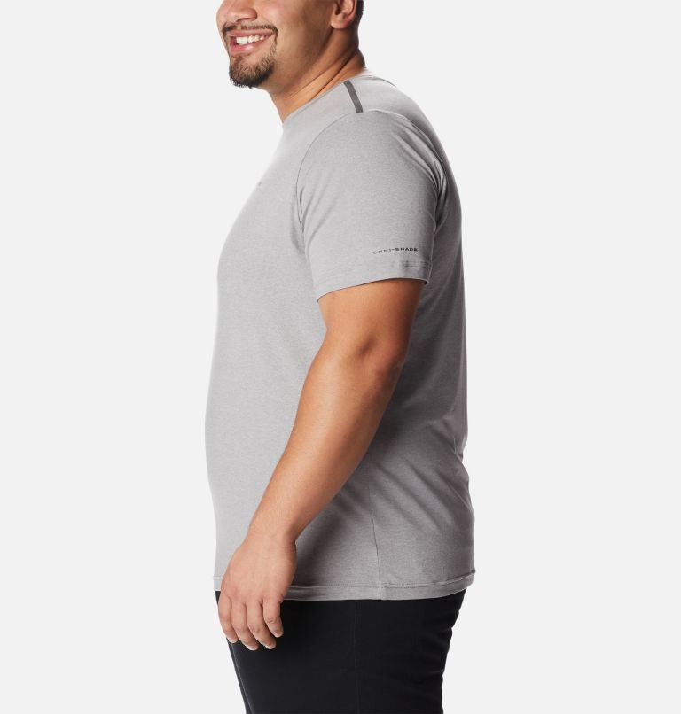 Men's Columbia Tech Trail Crew Neck T Shirts Light Grey | Plus Size CA-Y6AC3